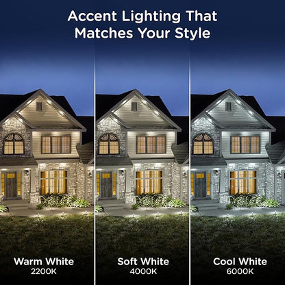 Enbrighten Vibe Eternity Accent Permanent Outdoor Lights for House, 50ft, 12 RGBWIC LEDs, Wide Spacing, 94lm, Tunable White, Everyday Eave Lighting, Smart App, Works with Alexa, Google Home, 85710
