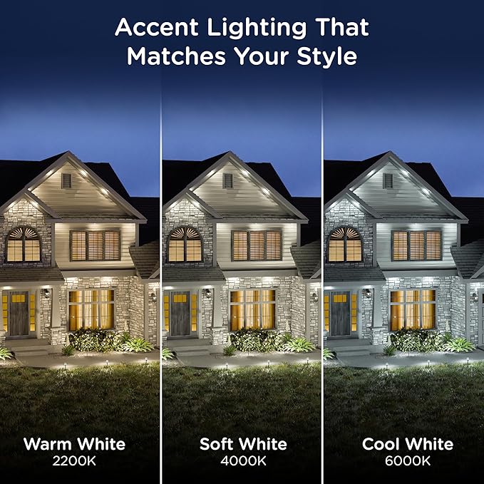 Enbrighten Vibe Eternity Accent Permanent Outdoor Lights for House, 150ft, 36 RGBWIC LEDs, Wide Spacing, 94lm, Tunable White, Everyday Eave Lighting, Smart App, Works with Alexa, Google Home, 85716