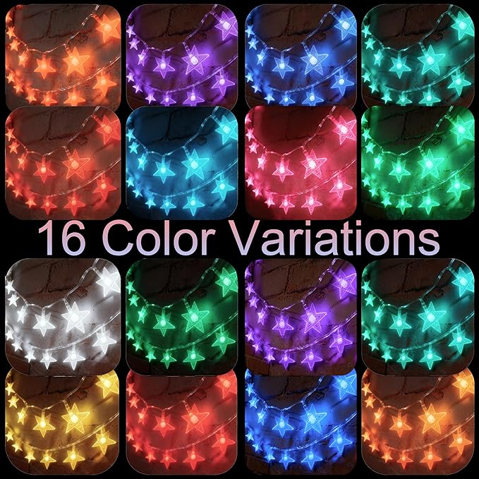 Solhice Star String Lights Battery Operated Color Changing 20ft, 40 LEDs Fairy Lights, Hanging Twinkle Lights with Remote for Outdoor Indoor Bedroom Décor