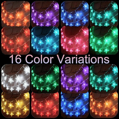 Solhice Star String Lights Battery Operated Color Changing 20ft, 40 LEDs Fairy Lights, Hanging Twinkle Lights with Remote for Outdoor Indoor Bedroom Décor