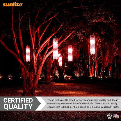 Sunlite 80148 LED A19 Colored Light Bulb, 3 Watts (25w Equivalent), E26 Medium Base, Non-Dimmable, UL Listed, Party Decoration, Holiday Lighting, 1 Count, Red (Pack of 2)