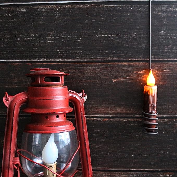 CVHOMEDECO. Real Wax Hand Dipped Battery Operated LED Timer Taper Candles Country Primitive Flameless Lights Décor, 4-3/4 Inch, Coffee, 3 PCS in a Package