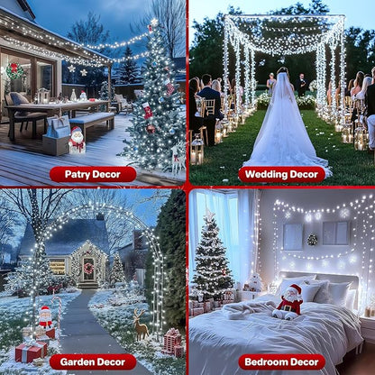 33FT Christmas Decorative Mini Lights, 100 LED Green Wire Fairy Starry String Lights Plug in, Timer & Memory & 8 Modes, for Indoor Outdoor Xmas Tree Wedding Party Decoration, Cool White