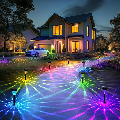 TISEJOY Solar Pathway Lights Outdoor Waterproof 16 Pack Color Changing Garden Light for Yard Patio Driveway Walkway Lawn Landscape Lighting for Outdoor 4th of July Decorations