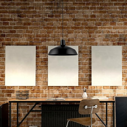 GLOBE Electric 65155 1-Light Industrial Warehouse Pendant Lighting, Matte Black, Hanging Lamp, Hanging Lights, Ceiling Light Fixture