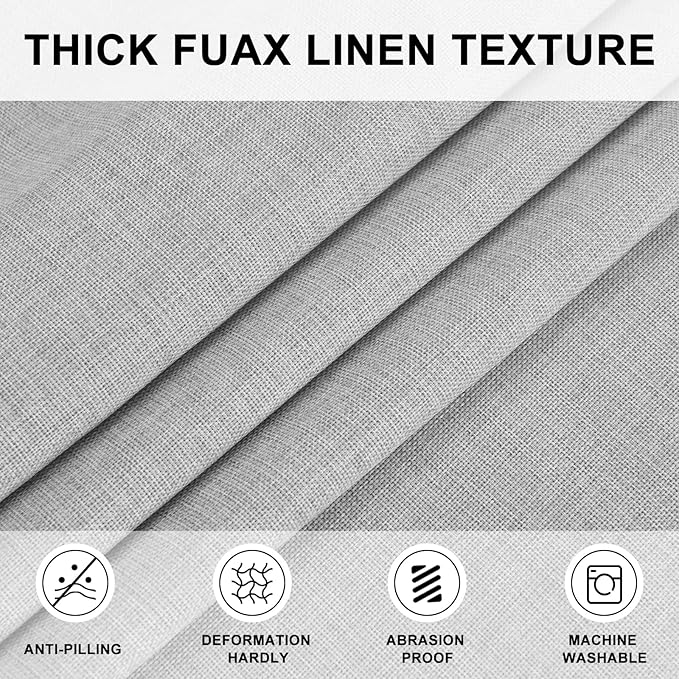 Hiasan Round Linen Tablecloth 50 Inch - Wrinkle and Stain Resistant Washable Polyester Fabric Table Cloth for Dining Room Kitchen Party, Light Grey