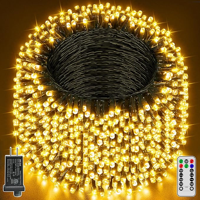 Guhope Christmas Lights 263FT 800 LED, Christmas Tree Light with 8 Lighting Modes, Outdoor Waterproof String Lights with Remote and Timer, Xmas Light for Holiday Decor (Warm White)