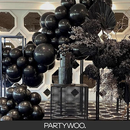 PartyWoo Black Balloons 145 pcs Different Sizes of 18 12 10 5 Inch Black Balloons Arch Kit Garland for Baby Shower Birthday Graduation Casino Gaming Anniversary Race Car Party Decorations Black-Y18
