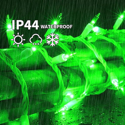 LAMPHOME Green St Patrick's Day Decorations Lights, 100 Count 19.6 Feet Incandescent Bulb Mini String Lights for Indoor Christmas Tree Garland Birthday Wedding Party Festival Decoration, White Wire