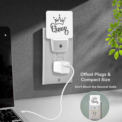 LED Night Light Lamp with Smart Sensor Dusk to Dawn Sensor,Funny Queen Crown Night Light Daylight White,0.5W Plug-into Wall for Adults,Bedroom,Bathroom,Hallway,Kitchen