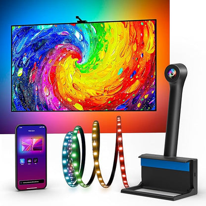 Ailofy TV Backlight with Camera for 75-85" TVs, 16.4ft LED Strip Lights, Real-Time Full-Screen Sync for Movies, Gaming & Music, Smart Bias Lighting, Works with Alexa & Google Assistant, App Control