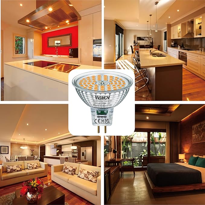 MR16 GU5.3 LED Bulbs 6.5W Replace 60W Halogen Equivalent 2700K Warm White 510Lm, 12V Low Voltage Non-Dimmable 120° Flicker-Free Spotlight for Landscape Track Lighting, Pack of 6