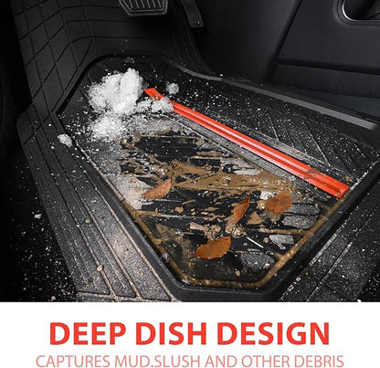 CAR PASS Metal Medium Rubber Floor Mats for Car Heavy Duty Car Mats All Weather, Universal Trim to Fit for Truck SUV Vehicle Automotive Floor Mats, Waterproof Car Mats 4 Piece Black and Red
