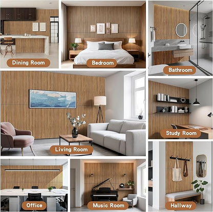Wood Veneer Acoustic Panels,4 Pack 47.2”x23.6” Sound Panels, Decorative Large Wood Panels for Wall, for Office,Home Theater,Studio,Living Room,Rustic Teak