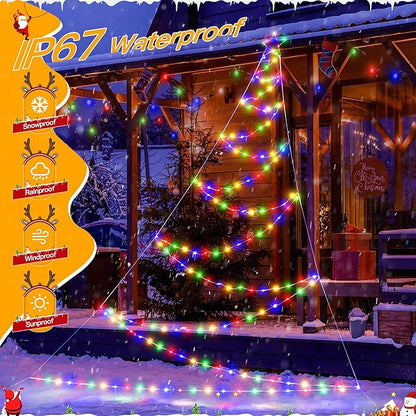 Ollny Outdoor Lighted Christmas Decorations 13FT Tall, IP67 Waterproof Outdoor Christmas Lights with 3 Timers and 8 Lighting Modes, Xmas Decor Light for House Yard Window Wall Lights (Multicolored)