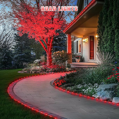 JMEXSUSS 2 * 200 LED Red Solar Rope Lights, 66ft IP 65 Waterproof Solar String Light Outdoor, 8 Modes Christmas Lights for Camp Trampoline Ladder Slide Tent (Pack of 2)