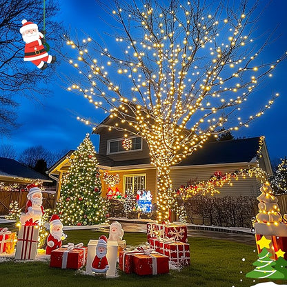 JMEXSUSS 2 Pack Solar String Lights Outdoor Waterproof, Total 66 FT 200 LED Solar Christmas Lights Outdoor, Twinkle Light for Christmas Tree Outside Garden Yard Xmas Decor, Warm White