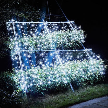 Dirnun Led Christmas Net Lights White Outdoor Christmas Lights 160LED 5ftx7ft, Waterproof Outdoor Indoor Fairy Mesh Net Light for Xmas Party, Yard, Patio, Trees, Shrubs, Bushes Decorations