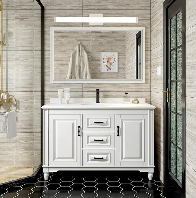 Bathroom Vanity Light Brushed Nickel Square LED 24 inch 14W 4000K Natural White Light Wall Bar Lighting Fixtures Over Mirror (Brushed Nickel, 33.5 inch)
