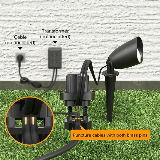 LUTEC 12V Low Voltage Landscape Lighting, Die-cast Aluminum Spot Lights with Connectors, IP65 Waterproof Outdoor Landscape Spotlights, 5W 550LM Warm White 3000K for Tree Garden Yard Pathway, 1 Pack