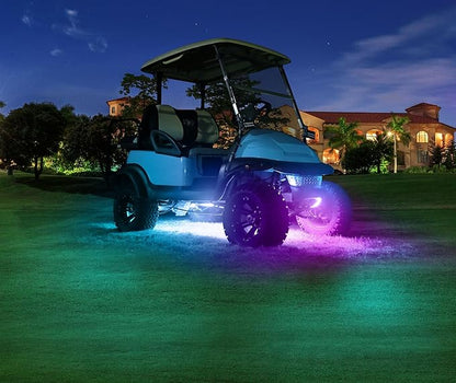 10L0L 2PCS Golf Cart Underbody Light Kit, Underglow LED Light Strip, 22 Modes RGB Music Sync, 12-66V Wide Voltage, IP67 Waterproof for EZGO, Club Car, Yamaha