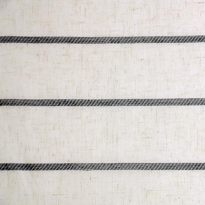 Clean Window Twill Stripe Anti-Dust Allergy/Pet Friendly Anti-Dust Sheer Curtain Panel, 52" x 63, Black/Linen