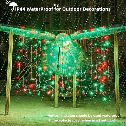Dirnun Led Christmas Net Lights Red and Green Outdoor Christmas Lights 160LED 5ftx7ft, Waterproof Outdoor Indoor Fairy Mesh Net Light for Xmas Party, Yard, Patio, Trees, Shrubs, Bushes Decorations