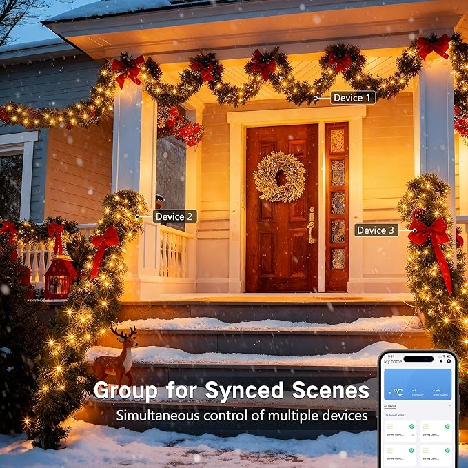 Brizled Smart Christmas Tree Lights, 66FT 200 LED Color Changing Bubble Candle String Lights App & Voice Control, Warm White & Color WiFi Xmas Light Music Sync for Indoor Outdoor Xmas Wedding Party