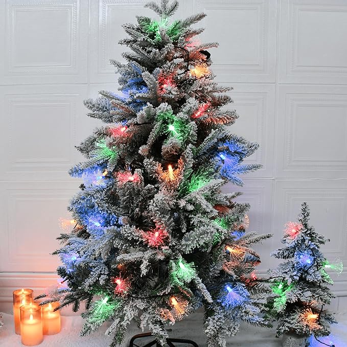 YOLIGHT 33FT Fiber Optic Fairy Lights 60 LED Firework String Light Twinkle Green Wire Christmas Lights for Indoor Outdoor Wedding, Christmas Tree, Garden, Patio, Party Decoration (Multi-Colored)
