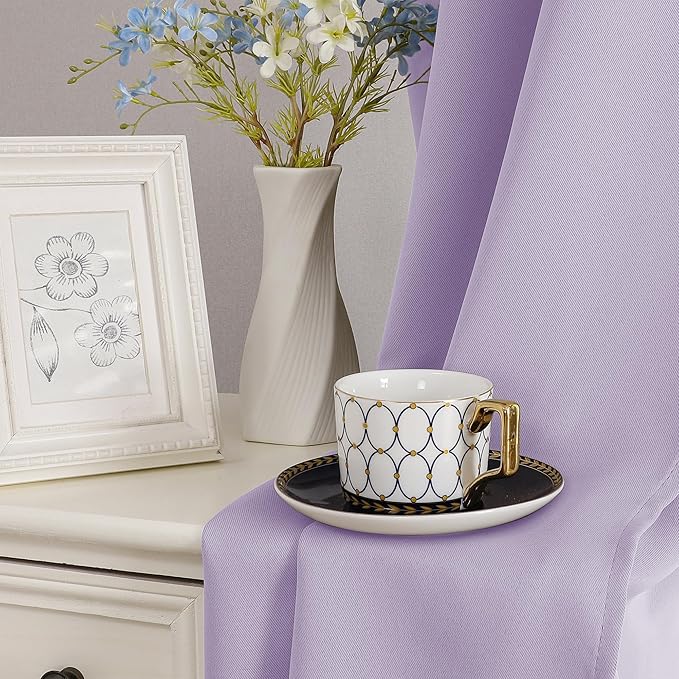 Simplebrand Lilac Short Cafe Curtains 36 Inch Length 2 Panels Set, Half Window Grommet Privacy Drape Tiers for Kitchen, Thermal Insulated Room Darkening Curtains for Bathroom Shades, W40 x L36