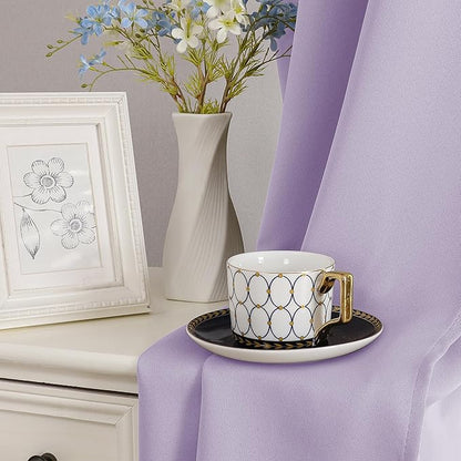 Simplebrand Lilac Short Cafe Curtains 36 Inch Length 2 Panels Set, Half Window Grommet Privacy Drape Tiers for Kitchen, Thermal Insulated Room Darkening Curtains for Bathroom Shades, W40 x L36