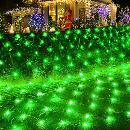 Pooqla 14.8x4.9 ft Net Lights, 300 LED Outdoor Green Halloween Lights with 8 Lighting Modes, Connectable Waterproof Mesh String Fairy Light for Bushes Tree Garden Christmas Decor