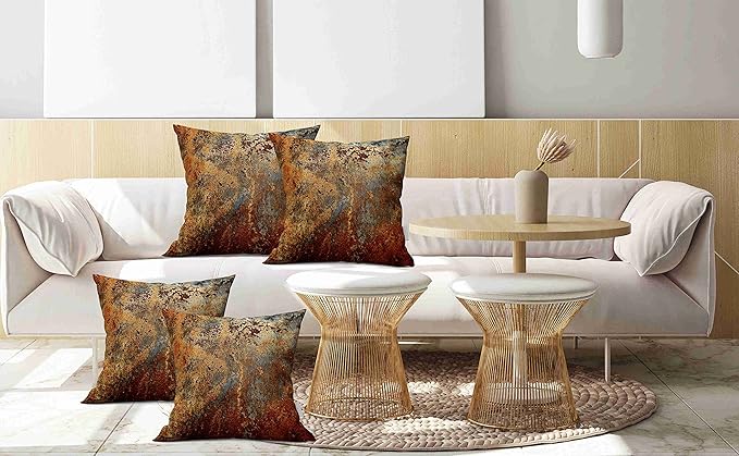 Emvency Set of 4 Throw Pillow Covers Brown Rust Colorful Metal Rusty Steel Iron Structure Wall Door Modern Abstract Decorative Square 18x18 Inches Pillowcases Home Decor Cases Cover