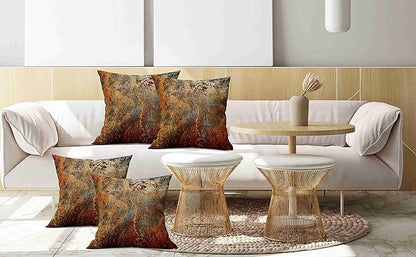 Emvency Set of 4 Throw Pillow Covers Brown Rust Colorful Metal Rusty Steel Iron Structure Wall Door Modern Abstract Decorative Square 16x16 Inches Pillowcases Home Decor Cases Cover
