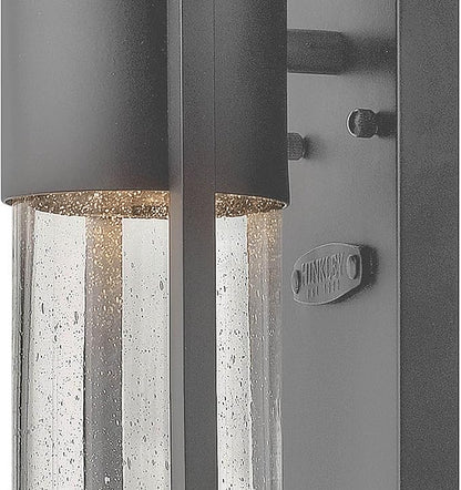 Hinkley Shelter Medium Outdoor Wall Mount Lantern, Minimalist Style, Dark Sky-Compliant, Solid Aluminum/Clear Seedy Glass, Hematite