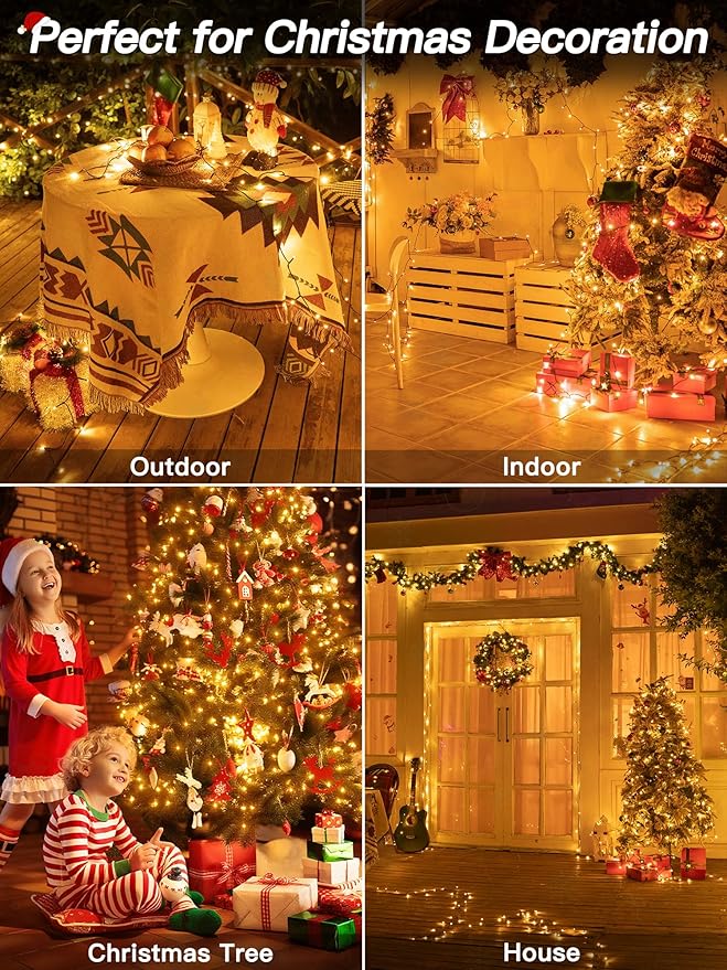 Guhope Christmas Lights 263FT 800 LED, Christmas Tree Light with 8 Lighting Modes, Outdoor Waterproof String Lights with Remote and Timer, Xmas Light for Holiday Decor (Warm White)