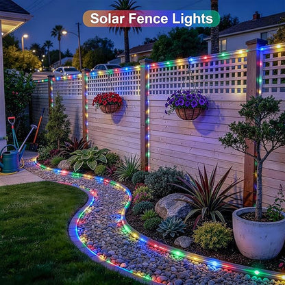 JMEXSUSS Trampoline Accessories 200 LED Trampoline Lights, 66ft IP 65 Waterproof Solar Rope Lights Outdoor, 8 Modes Solar Patio Light for Fence Garden Yard Backyard Tree Slide (Multicolor)