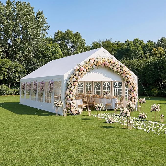 20x40 Party Tent Heavy Duty White Canopy Large Outdoor Event Shelter with Removable Sidewalls, Waterproof Gazebo for Wedding, Backyard, Parties