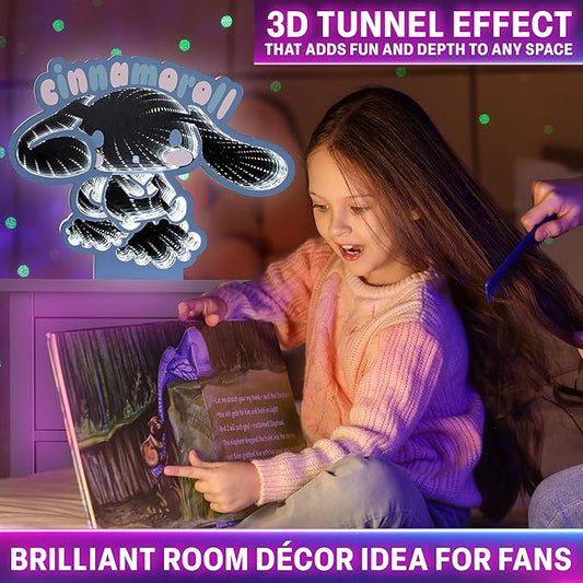 Get Trend Hello Kitty Sanrio 3D LED Light, Infinity Mirror Effect, USB Night Light, Bedroom Lamp, Cinnamoroll Kawaii Gifts for Girls Teens Women (Multi Cinnamoroll)