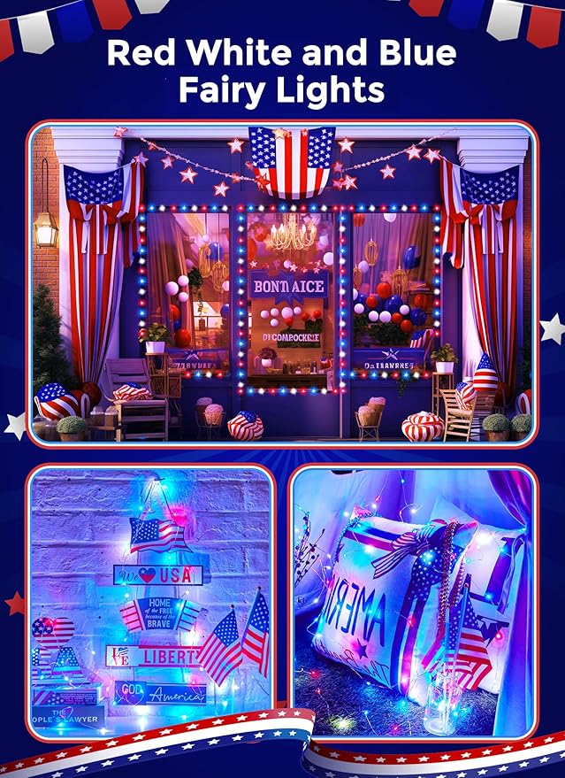 Minetom Fairy Lights Color Changing - 33FT 100 LED String Light with Remote, 16 Single Colors & 6 Holiday Colors,12 Modes, USB Fairy Lights for Bedroom, 4th of July Light for Indoor Classroom