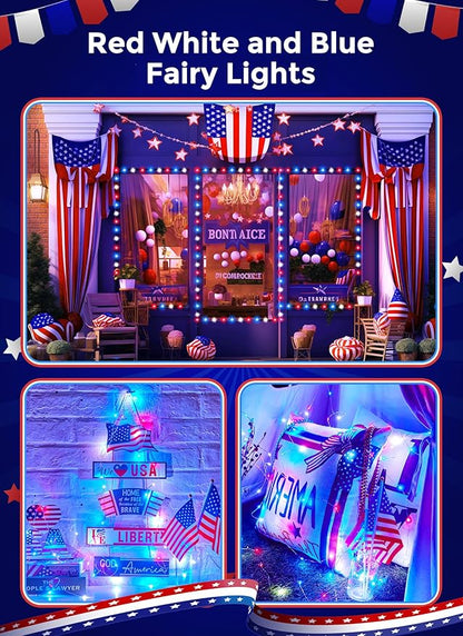Minetom Fairy Lights Color Changing - 33FT 100 LED String Light with Remote, 16 Single Colors & 6 Holiday Colors,12 Modes, USB Fairy Lights for Bedroom, 4th of July Light for Indoor Classroom