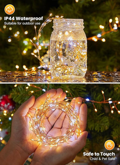 Fairy Lights Battery Operated, 4-Pack Total 40FT 480LEDs Fairy Lights Indoor with Timer, Decorations for Home Stairs Table Tree, Gifts for Kids, 2-Color Twinkling String Lights