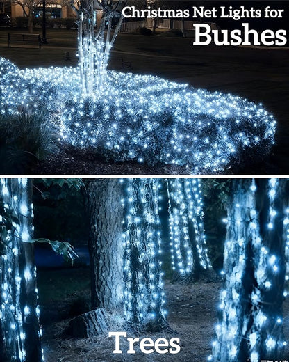 Led Christmas Net Lights for Bushes, 132LED 6FT x 6FT Connectable UL Certified Net Lights for Bushes Tree Shrubs Xmas Trunk Green Wire Christmas Decorations
