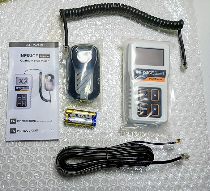 Grow Light Meter for Plants – PAR Meter with Accurate PPFD Measurement, 400–700nm Light Tester for Indoor Plants, Hydroponics & Greenhouse (Not Waterproof)