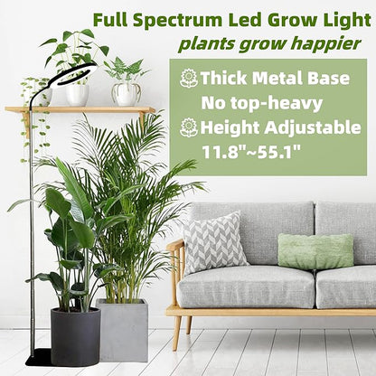 LED Grow Light for Indoor Plants, Full Spectrum led Grow Light,55 inches Adjustable Height,Growing Lamp with Timer,Dimmable Brightness, Ideal for Tall Plants