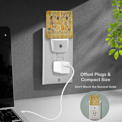 LED Night Light Lamp with Smart Sensor Dusk to Dawn Sensor,Ancient Egyptian Papyrus Night Light Daylight White,0.5W Plug-into Wall for Adults,Bedroom,Bathroom,Hallway,Kitchen