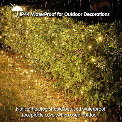 Dirnun Led Christmas Net Lights Outdoor Christmas Lights WarmWhite 160LED 5ftx7ft, Waterproof Outdoor Indoor Fairy Mesh Net Light for Xmas Party, Yard, Patio, Trees, Shrubs, Bushes Decorations