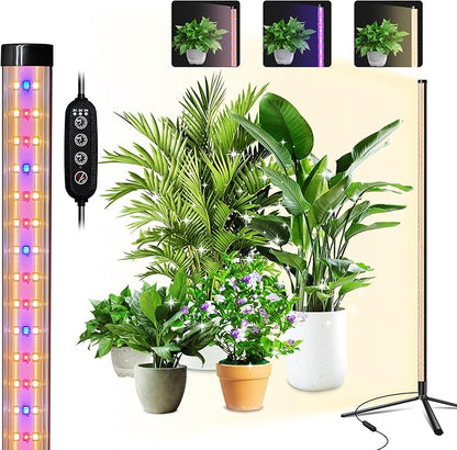 Standing Grow Light for Indoor Plants with Timer,42W Vertical Grow Lights for Indoor Plants Full Spectrum,4FT T8 243LED Plant Lights for Indoor Growing with 3 Lighting Modes for Tall Plants(1 Pack)