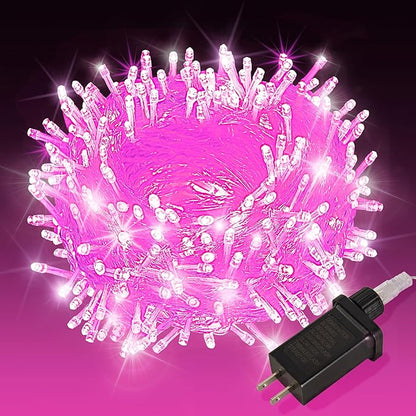Etinga 100 LED Pink Fairy Lights, 33ft Plug-in Decorative String Lights with 8 Modes for Indoor Outdoor Bedroom Wall Tree Patio Wedding Party (Pink, 100 LED 33ft)