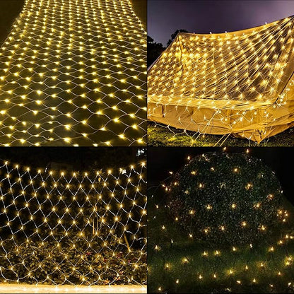 Christmas Net Lights 150L Warm White Lights Green Wire, Connectable Lights Indoor & Outdoor Mesh for Wedding, Christmas Eve,Summer Spring,Festival